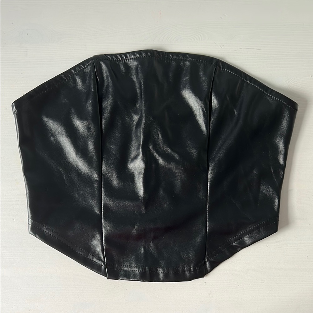 SHEIN Black Faux Leather Crop Top